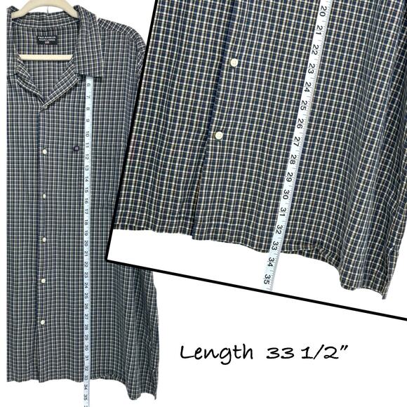Polo Jeans Co Button Shirt Men XL READ Blue Plaid Ralph Lauren US Flag Vintage - Picture 8 of 10